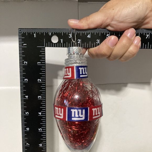 New York Giants Tinsel Light Bulb Hanging Christmas Ornament 6” x 3” - Picture 4 of 8